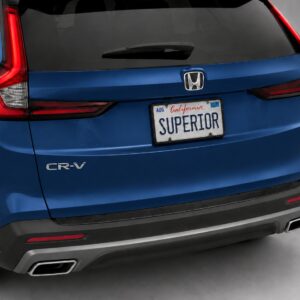 Black vinyl rear sill plate installed on the rear bumper loading edge of a 2023 Honda CR-V.